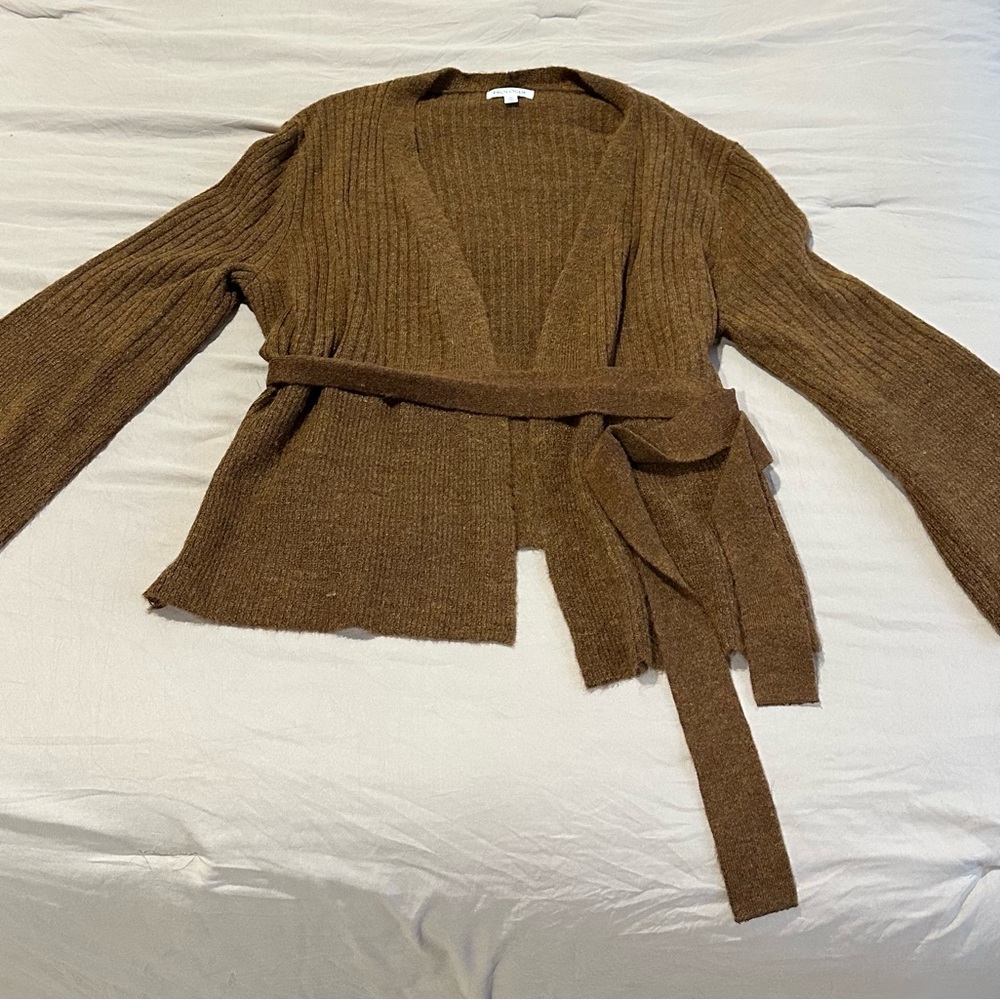 Prologue Brown Belted Cardigan Sweater